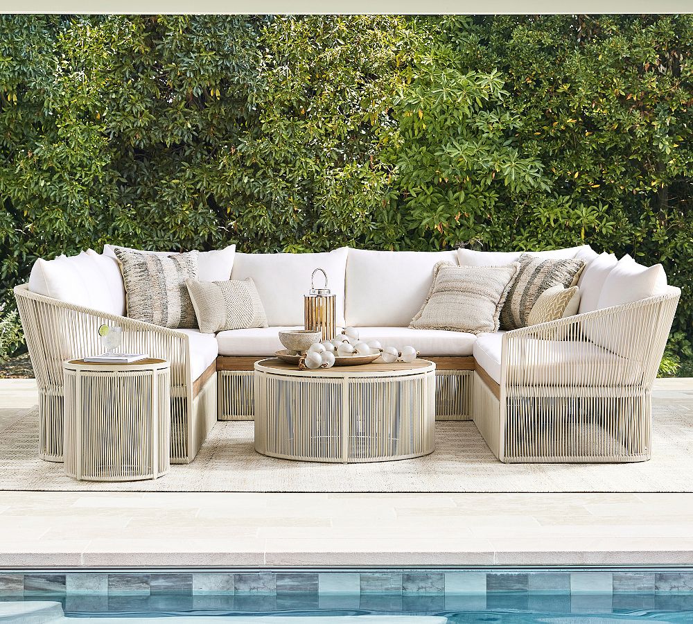Lakewood Rope 6-Piece U-Shaped Outdoor Sectional (133") by Pottery Barn