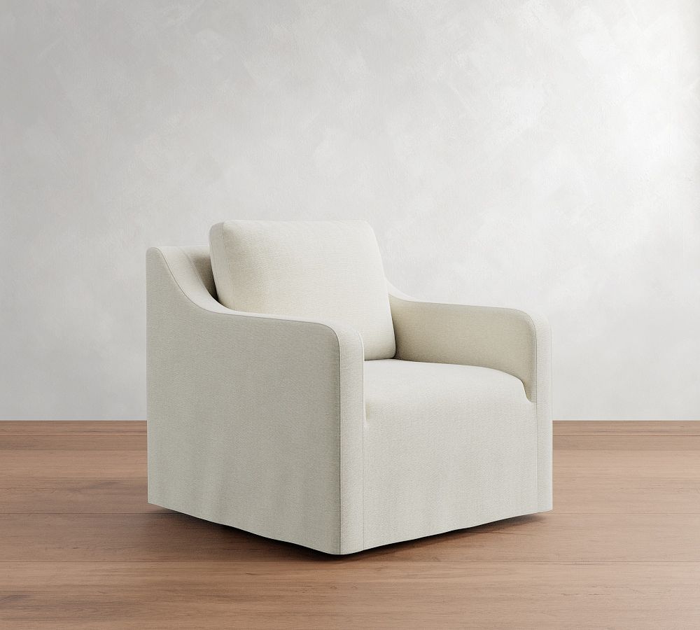 Maxine Slipcovered Swivel Chair by Pottery Barn