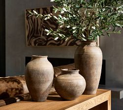 Brown Terracotta Striped Vase