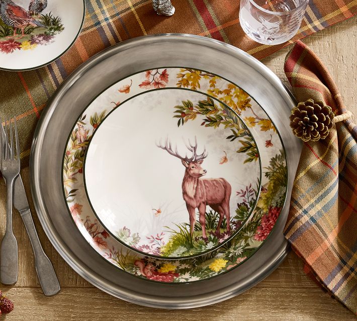 希少　 ★ポッタリーバーン／Pottery Barn★ ピザ皿 fantastical-forest-stoneware-