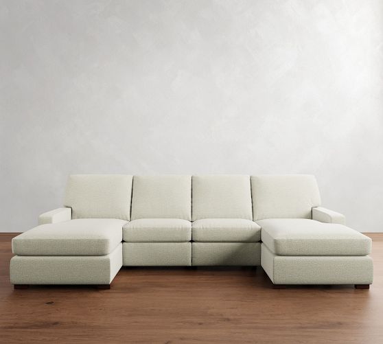 Turner Square Arm Power Reclining Double Chaise Sectional (135"-160") by Pottery Barn