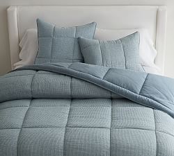 Open Box: European Flax Linen Waffle Comforter, King/Cal. King - Chambray