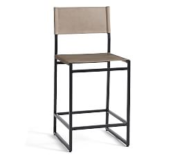 Open Box: Hardy Leather Counter Stool (25"H) - Gray, Bronze Legs