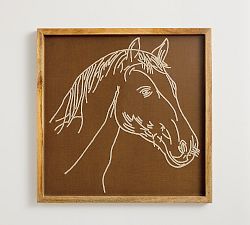 Open Box: Embroidered Horse Framed Wall Art