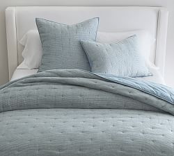 Open Box: European Flax Linen Waffle Quilt, Twin/Twin XL - Chambray