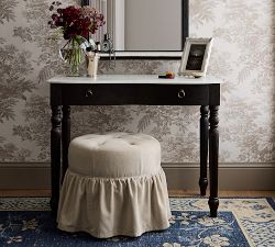 LoveShackFancy Upholstered Tufted Ruffle Stool (20")