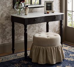 LoveShackFancy Upholstered Tufted Ruffle Stool (20")