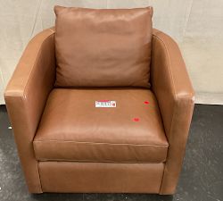 Open Box: Ayden Barrel Arm Leather Swivel Chair (32") - Gravel Walnut
