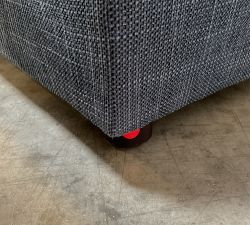 Open Box: Dream Sectional Ottoman - Performance Slub Weave Navy, Espresso Finish