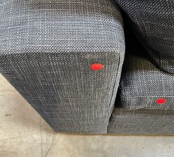 Open Box: Dream Square Arm Right Armchair - Performance Slub Weave Navy, Espresso Finish