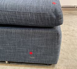 Open Box: Dream Square Arm Right Armchair - Performance Slub Weave Navy, Espresso Finish