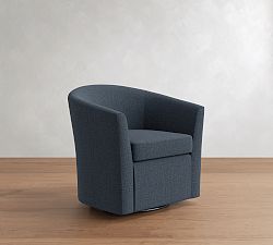 Open Box: Hyde Upholstered Swivel Armchair - Performance Heathered Tweed Indigo
