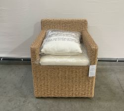 Open Box: Kostas Wicker Outdoor Dining Arm Chair with High Performance Cushions - Sand