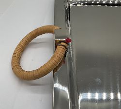 Open Box: Rectangle Tray With Rattan Handles - Silver