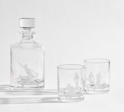 MLB Baseball Decanter &amp; Double Old Fashioned Glasses Set