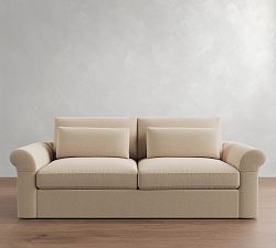 Open Box: Westwood Roll Arm Upholstered Arm Cover - Performance Slub Cotton Stone