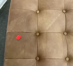 Open Box: Callum Leather Ottoman, Small - Heirloom Sienna, Terra Brown