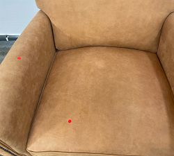 Open Box: Irving Roll Leather Swivel Glider Manual Recliner With Nailheads - Keystone Nut, Coffee