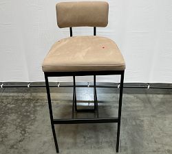 Open Box: Lowen Leather Bar Stool (31") - Nubuck Sand, Bronze