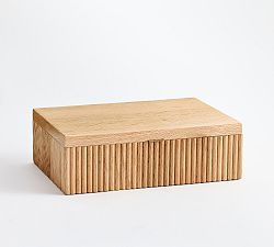 Open Box: Wood Fluted Jewelry Box, Large (11.75") - Natural