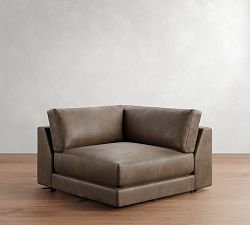Open Box: Carmel Lounge Square Arm Leather Corner - Gravel Chocolate