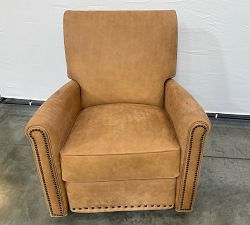 Open Box: Irving Roll Leather Swivel Glider Recliner with Nailheads - Keystone Nut