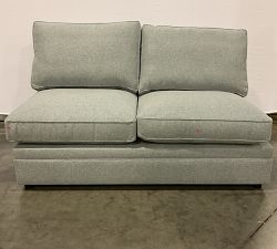 Open Box: Pearce Upholstered Armless Loveseat - Performance Heathered Basketweave Chambray, Espresso