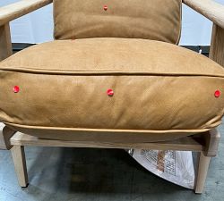 Open Box: Raylan Leather Armchair - Keystone Sandstone, Light Ash