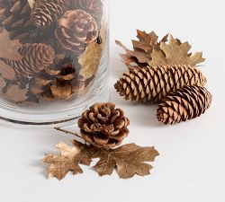 Foil Leaves &amp; Pinecone Vase Filler