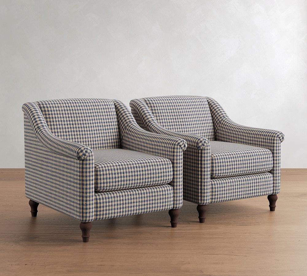 Josie Chair - Polyester Wrapped Cushions, Rustic Gingham Print Navy