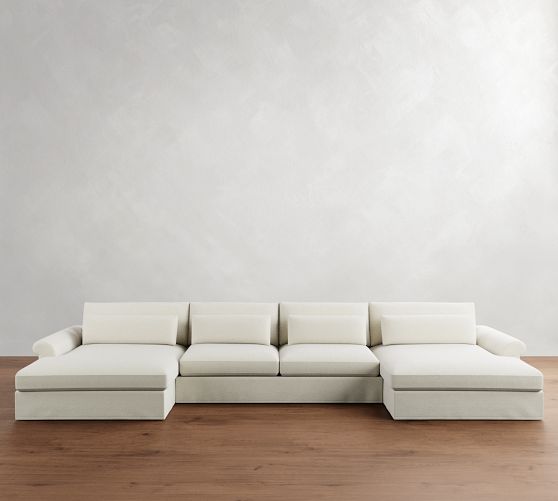Westwood Roll Arm Deep Seat Slipcovered Double Chaise Sectional (191") by Pottery Barn