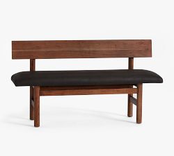 Wood &amp; Leather Bench (54")