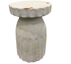 Open Box: Salina Terracotta Round Outdoor Accent Table (13") - Ivory