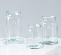 Recycled Glass Mason Jar Vase with Bee Stamp Collection