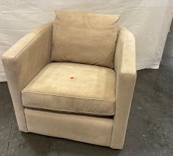 Open Box: Ayden Barrel Arm Leather Swivel Chair (32") - Nubuck Wheat