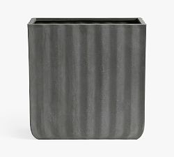 Open Box: Modern Fluted Square Planter, Tall (31"W x 31"H) - Rustic Black