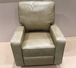 Open Box: PB Comfort Square Arm Leather Power Swivel Glider Recliner - Legacy Taupe