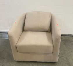 Open Box: Remmy Petite Swivel Armchair (32") - Performance Heathered Basketweave Oatmeal