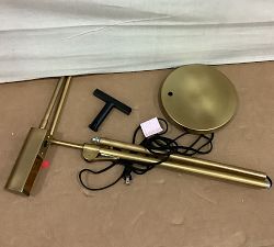 Open Box: Sherman Metal Articulating Task Floor Lamp, Rectangular Head (49") - Vintage Brass