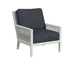Open Box: Watson Rattan Armchair - Blue Cushions, White Frame