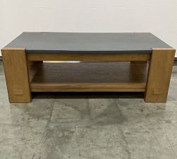Open Box: Westbrook Rectangular Coffee Table (52") - Faux Lava Stone, Smoked Nutmeg Frame