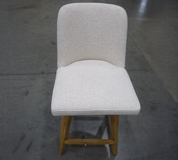Open Box: Layton Upholstered Swivel Counter Stool (25.5") - Performance Boucle Oatmeal, Seadrift Finish