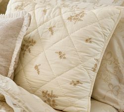 LoveShackFancy Floral Embroidered Quilted Sham