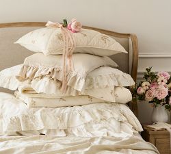 LoveShackFancy Floral Embroidered Quilted Sham