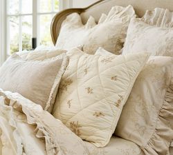 LoveShackFancy Floral Embroidered Quilted Sham