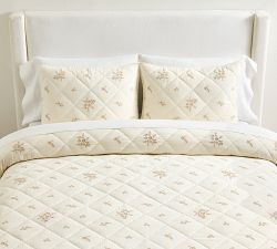 LoveShackFancy Floral Embroidered Quilted Sham