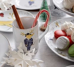 Vintage Reindeer Mugs - Mixed Set of 8