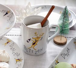 Vintage Reindeer Mugs - Mixed Set of 8