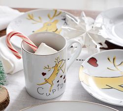 Vintage Reindeer Mugs - Mixed Set of 8