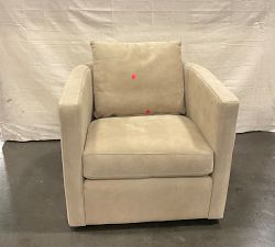 Open Box: Ayden Barrel Arm Leather Swivel Chair (32") - Nubuck Wheat